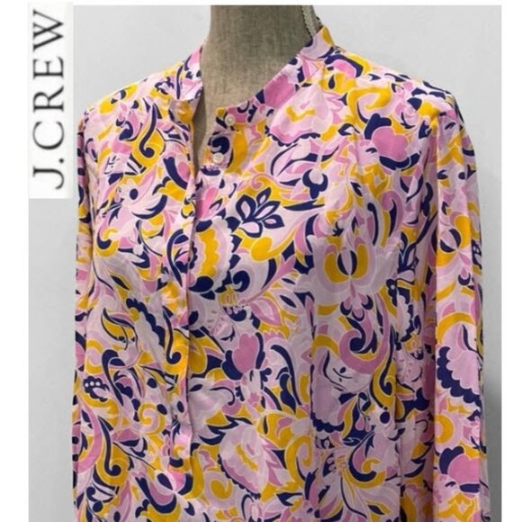 J. Crew SILK Blouse Pink and Yellow Floral top NWT Size XXL - Picture 1 of 13